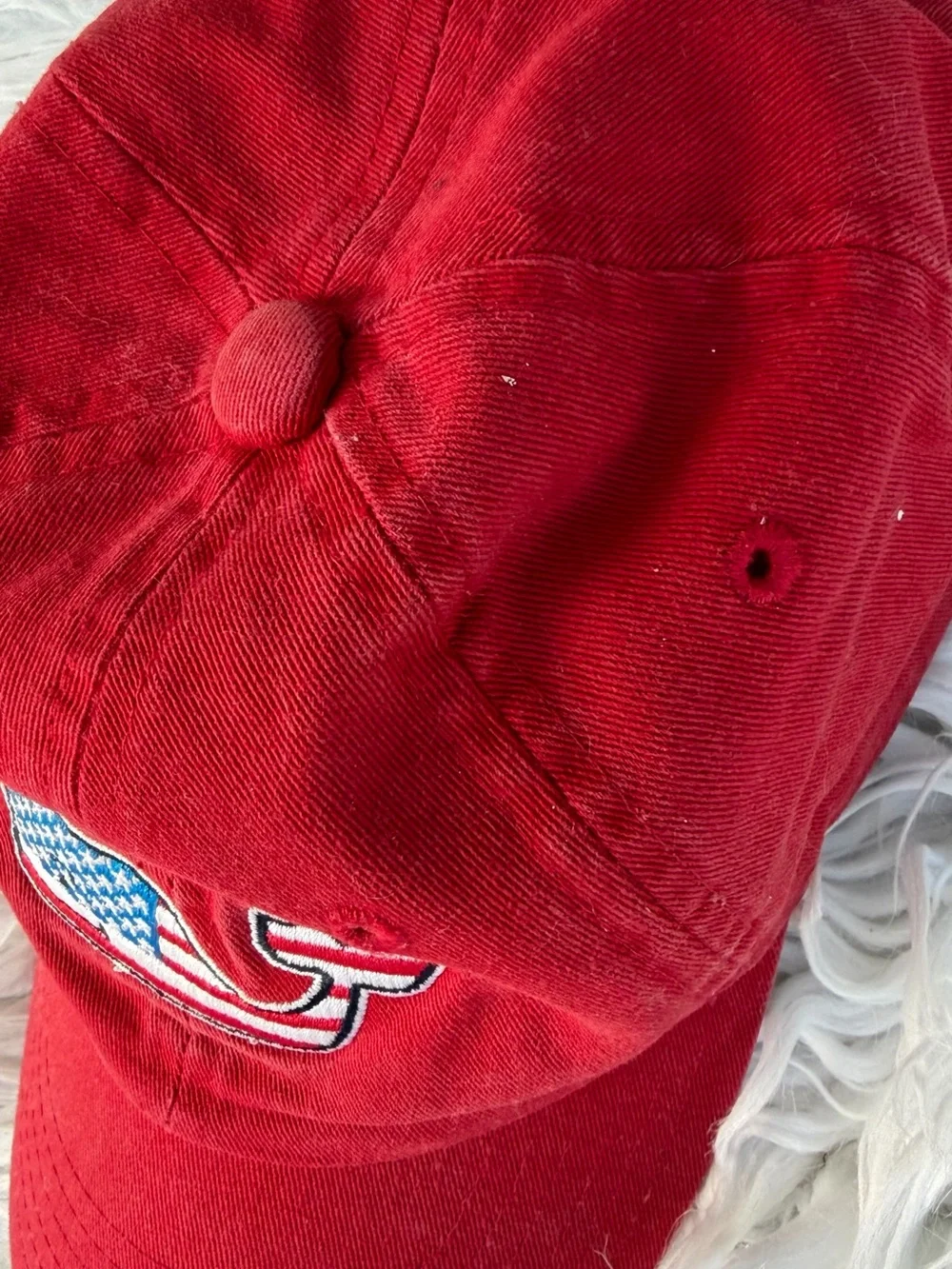 Vineyard Vines Kids Red Cap with American Flag Whale Patch